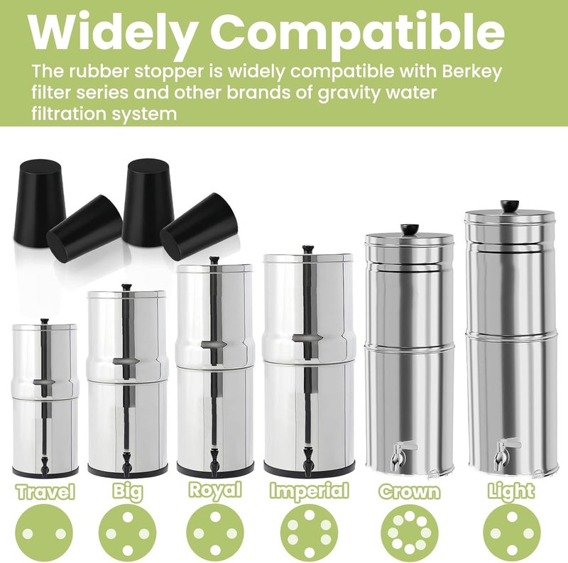 PIHIL Store Replacement Kit for Berkey Water Filter System Elements,Suited for Berkey Gravity Filter System and Black Activated Carbon Water Filters, 4 Washers, 4 Wing nuts and 4 Silicone Blocking Plugs - Image 4